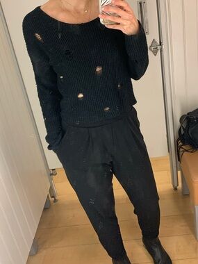 3/$20 Express Black Distressed Sweater S